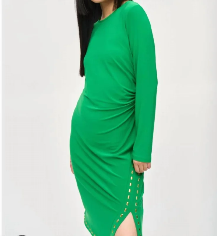 Super Deal Long Sleeve Dress In Envy