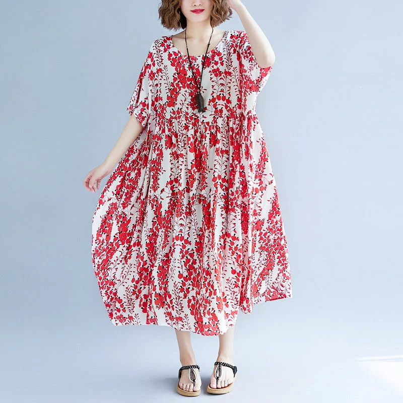 Big Discounts fine red cotton linen dress trendy plus size short sleeve print baggy dresses cotton gown 2018 v neck traveling clothing Big Discounts fine red cotton linen dress trendy plus size short sleeve print baggy dresses cotton gown 2018 v neck traveling clothing