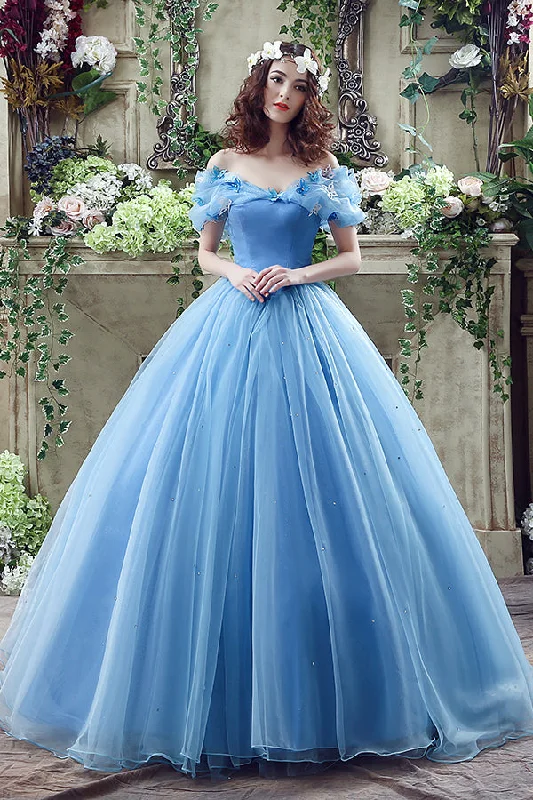 Extra Savings Princess Blue Long Cinderella Dress Ball Gown