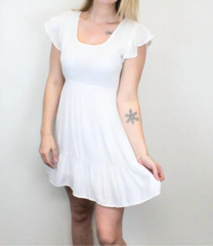 Midnight Madness Smock Mini Dress In White