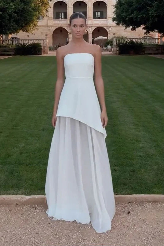 Discount Mania A-Line Empire Strapless Sleeveless Sheer Party Prom Dress