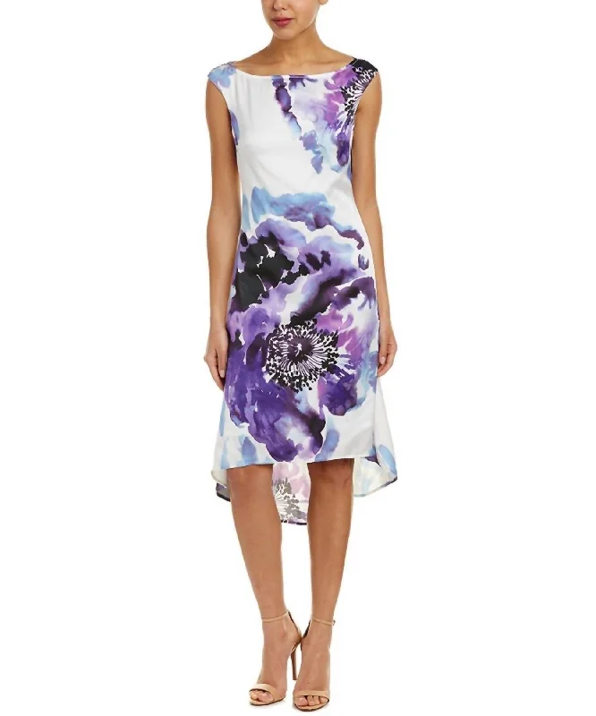Super Deal Pacific Heights Peony High Low Kindered Dress In White, Blue