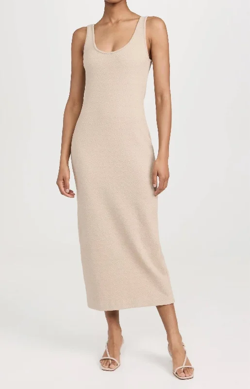 Huge Discounts Textured Jacquard Maxi Tank Dress In Raffia