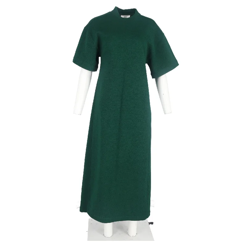 Great Deals Ami Mock Neck Maxi T-Shirt Dress in Green Cotton