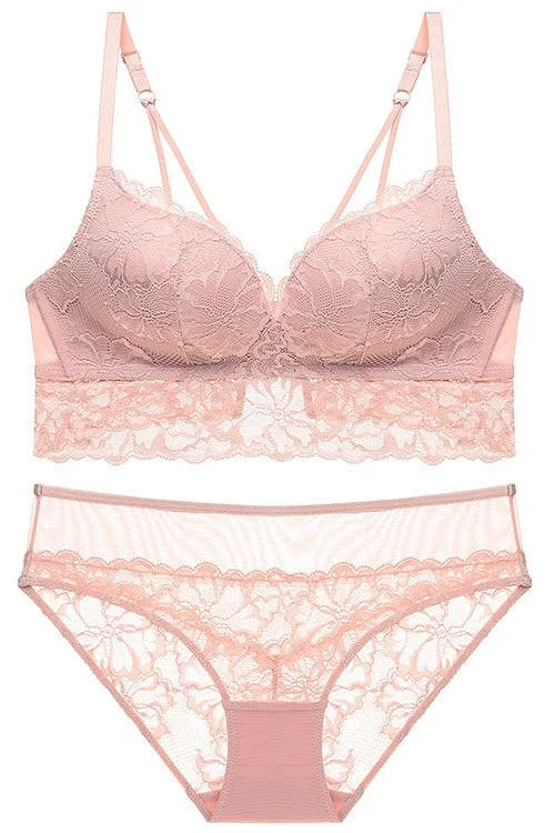 Price Blitz French Vintage Pearl Pink Lace Lingerie Set