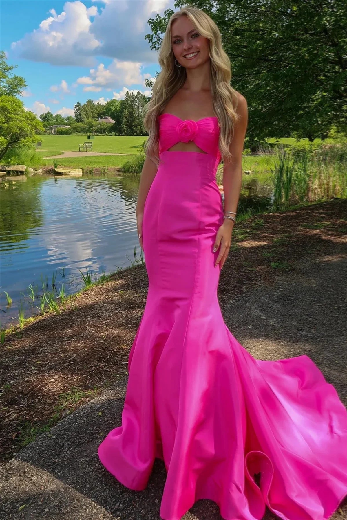 Super Sale Mermaid Strapless Empire Backless Party Prom Dress