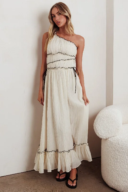 Bargain Prices Ballad One-Shoulder Maxi Dress Cream