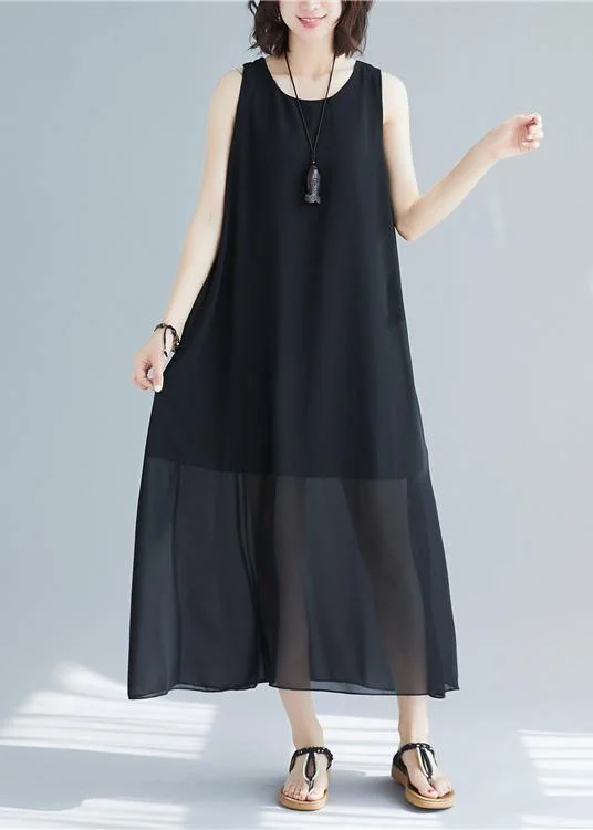 Midnight Sale Classy black cotton Long Shirts sleeveless cotton summer Dress