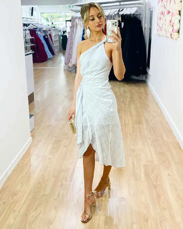 Limited Time Offer Olivia One Shoulder Midi Dress - White