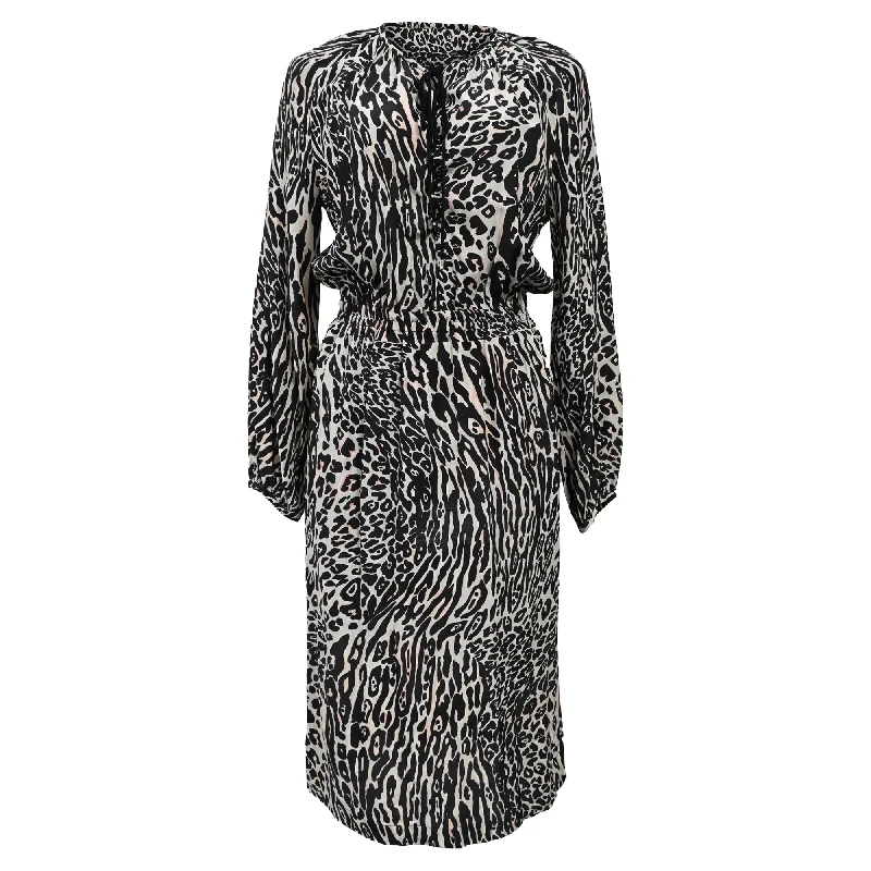 Limited Time Offer Altuzarra Animal Print Midi Long Sleeve Dress in Multicolor Viscose