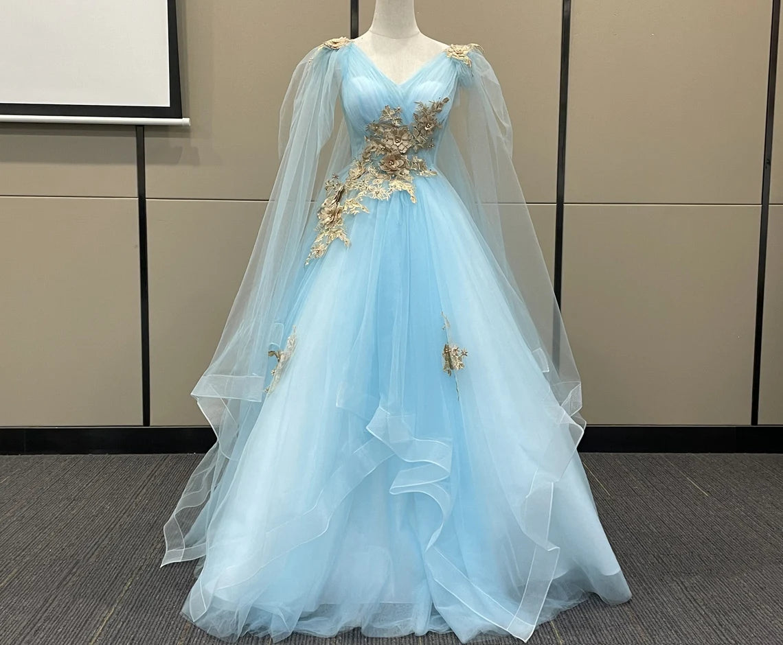 Limited Availability CUSTOM gold Applique Ice baby blue prom dress Party dress Graduation Gown wedding Dress Gorgeous Birthday dress fairy Ball Gown Limited Availability CUSTOM gold Applique Ice baby blue prom dress Party dress Graduation Gown wedding Dress Gorgeous Birthday dress fairy Ball Gown
