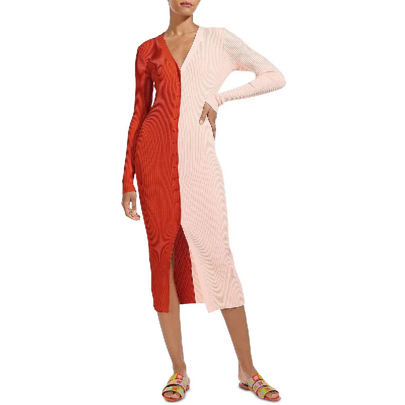 Inventory Reduction STAUD Womens Shoko Knit Ribbed Sweaterdress