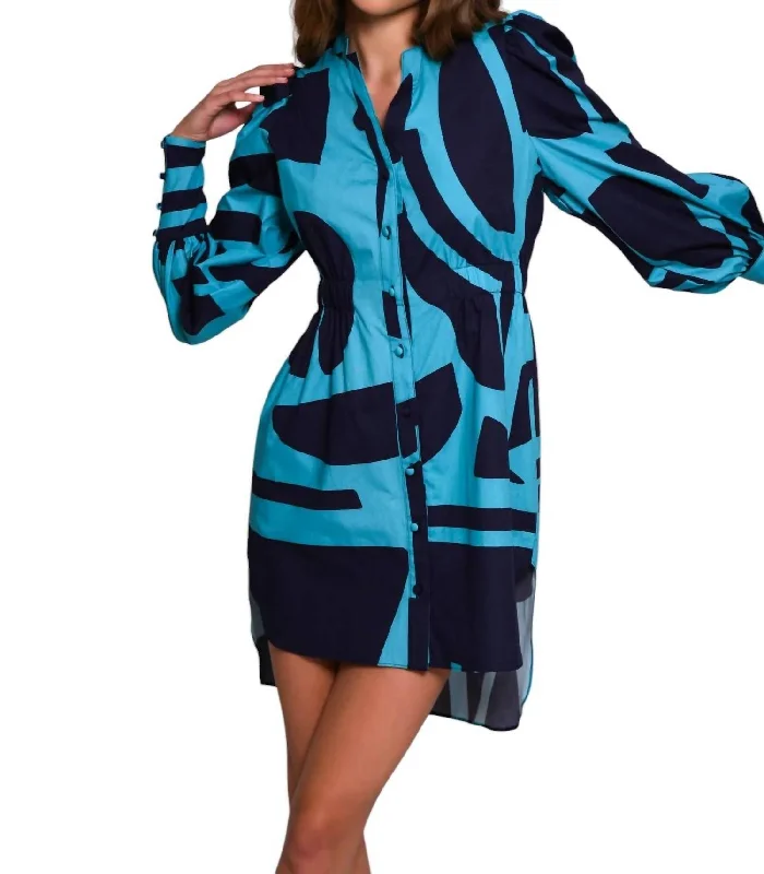 Exclusive Savings Adan Dress In Navy/turquoise Geo