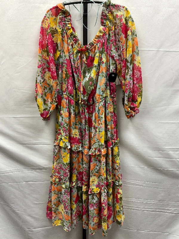 Discount Deals Floral Print Dress Casual Midi Lc Lauren Conrad, Size Xl