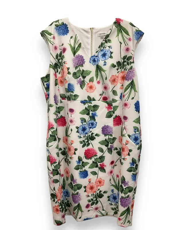 Price Drop Floral Print Dress Casual Short Calvin Klein, Size 3x