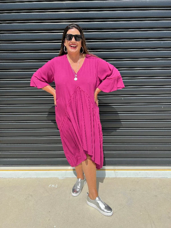 Online Only Maisie Dress - Magenta (SALE)