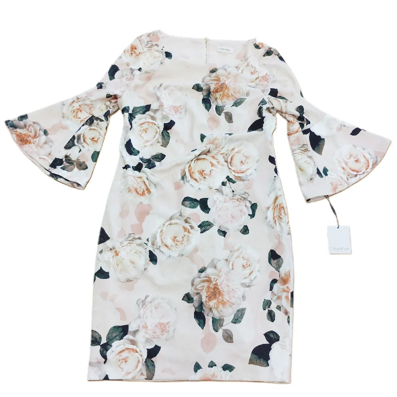 Instant Savings Floral Print Dress Party Midi By Calvin Klein, Size: L