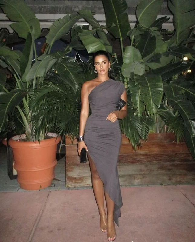 Weekend Special Grey One Shoulder Sheath Simple Party Dress Cocktail Dress, DP4474 Weekend Special Grey One Shoulder Sheath Simple Party Dress Cocktail Dress, DP4474