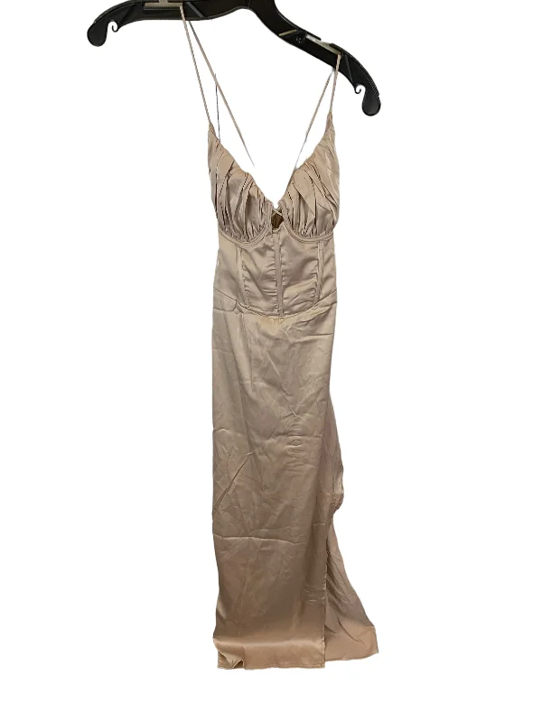 Don't Wait Tan Dress Party Long Clothes Mentor, Size 6