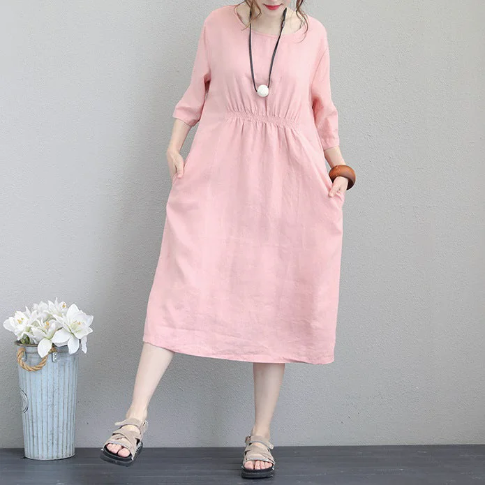 Mega Deal fashion pink natural linen dress plus size clothing tunic caftans 2018 bracelet sleeved kaftans Mega Deal fashion pink natural linen dress plus size clothing tunic caftans 2018 bracelet sleeved kaftans