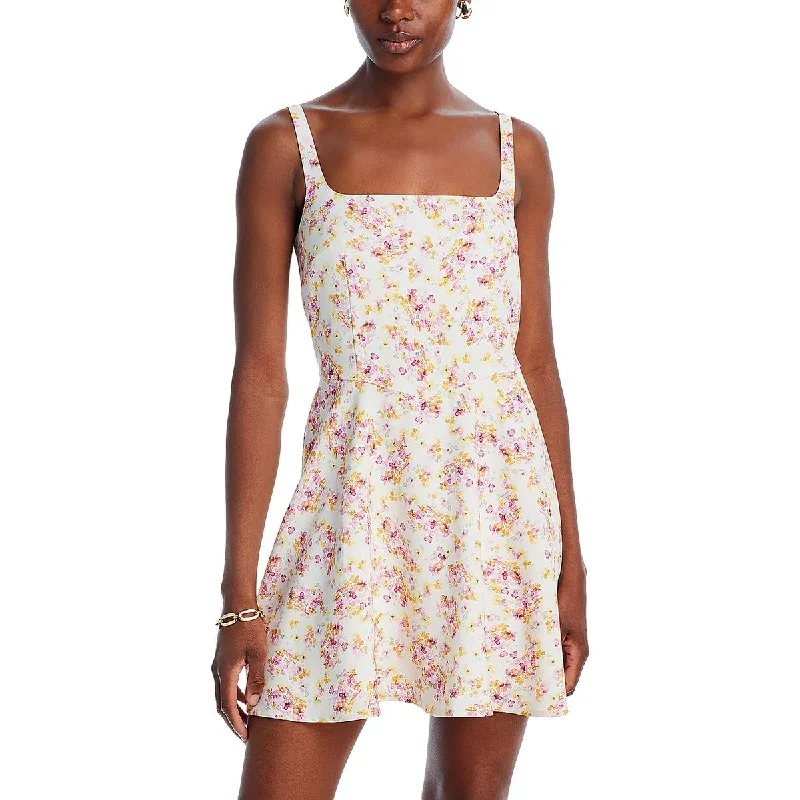 Inventory Reduction Womens Floral Print Short Mini Dress