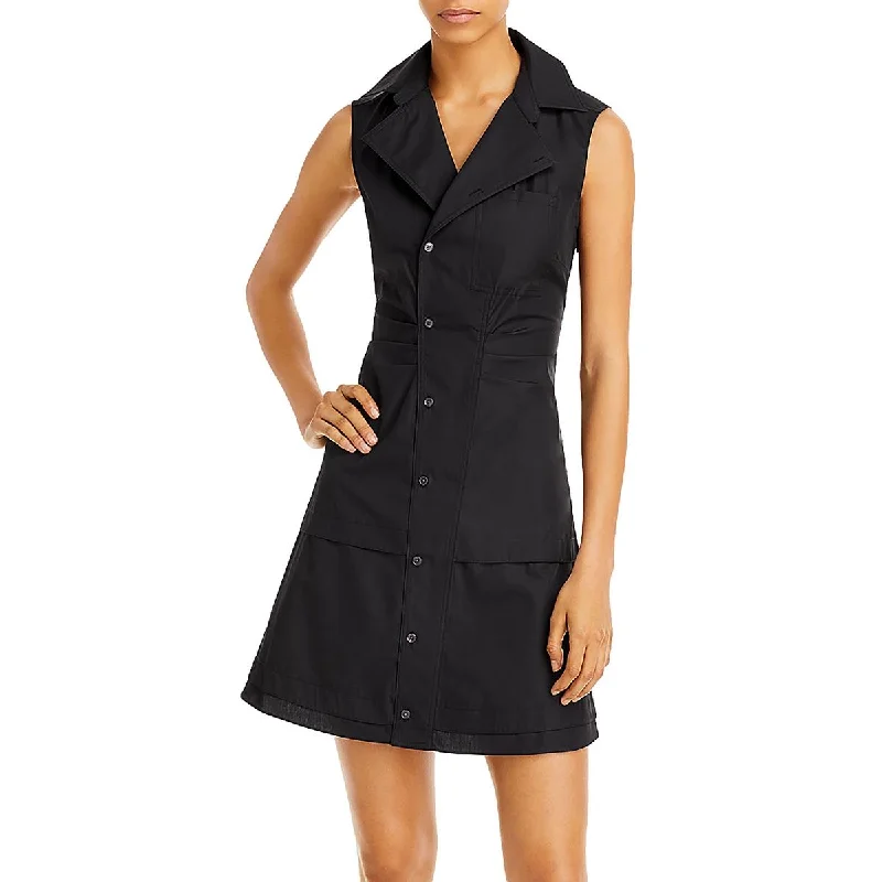Huge Discounts Womens Mini Sleeveless Shirtdress