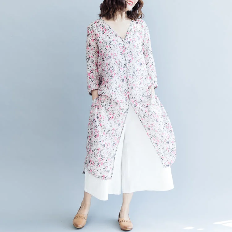Must-Have Deals Elegant Pink Print Long Cotton Blend Dresses Trendy Plus Size V Neck Side Open Gown Boutique Three Quarter Sleeve Gown Must-Have Deals Elegant Pink Print Long Cotton Blend Dresses Trendy Plus Size V Neck Side Open Gown Boutique Three Quarter Sleeve Gown