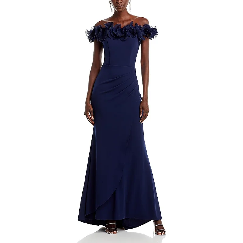 Super Sale Womens Ruffled Off-The-Shoulder Evening Dress