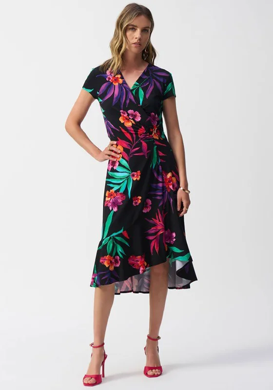 Deal Frenzy Joseph Ribkoff Floral Wrap Dress, Black