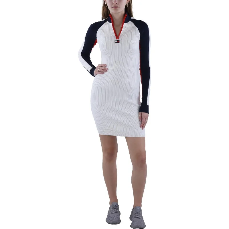 Sale Event Womens Zip Front Midi Sweaterdress