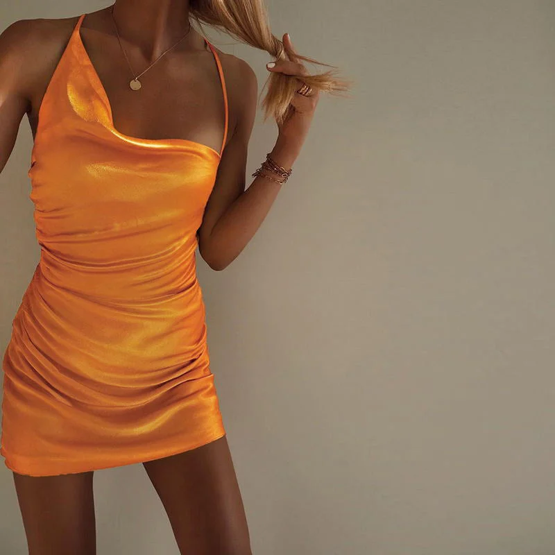Act Now Steady Love Textured Satin Slip Dress - Mango