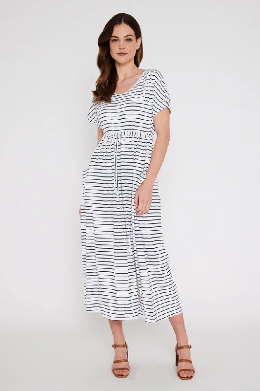 Deal of the Week Mila Maxi Dress - White & Black Stripe