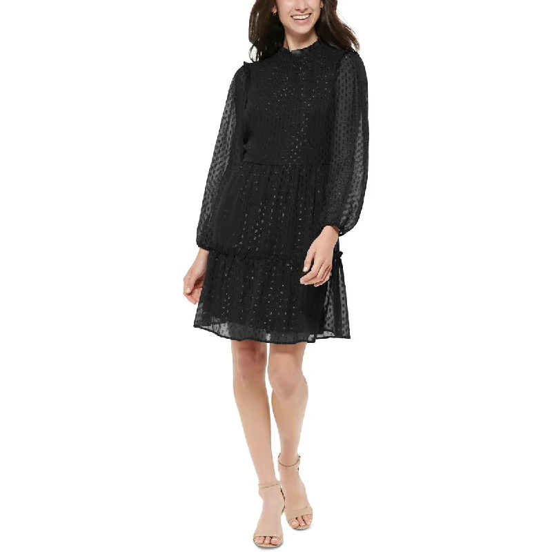 Loyalty Reward Womens Metallic Tiered Fit & Flare Dress