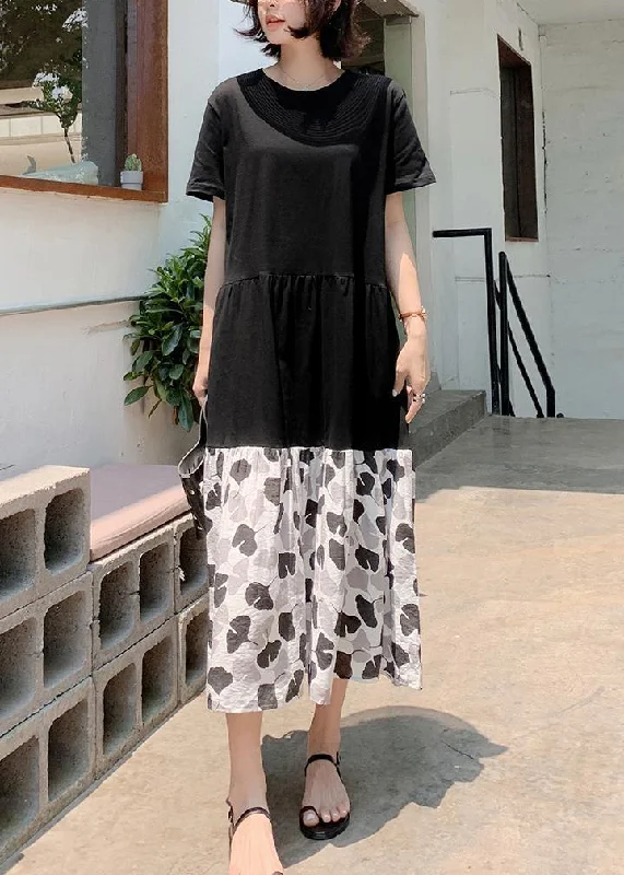 Sale Event Bohemian black cotton clothes Women patchwork Kaftan summer Dresses