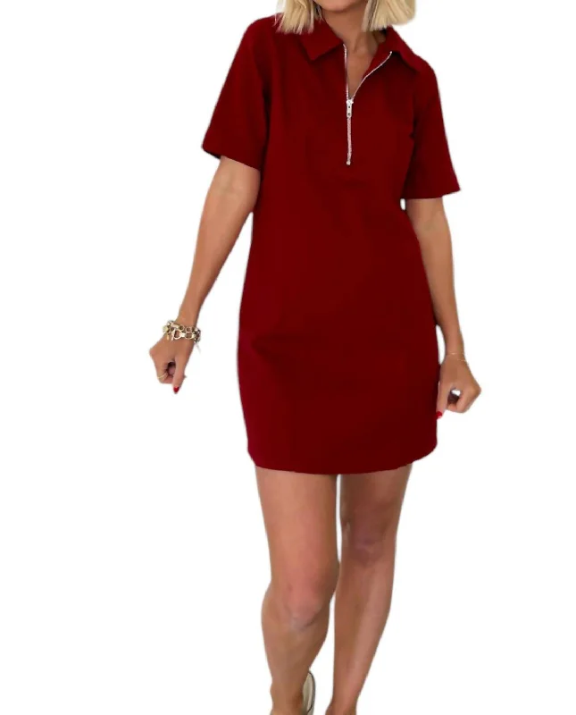 Seasonal Sale Making History Collared Dress In Crimson