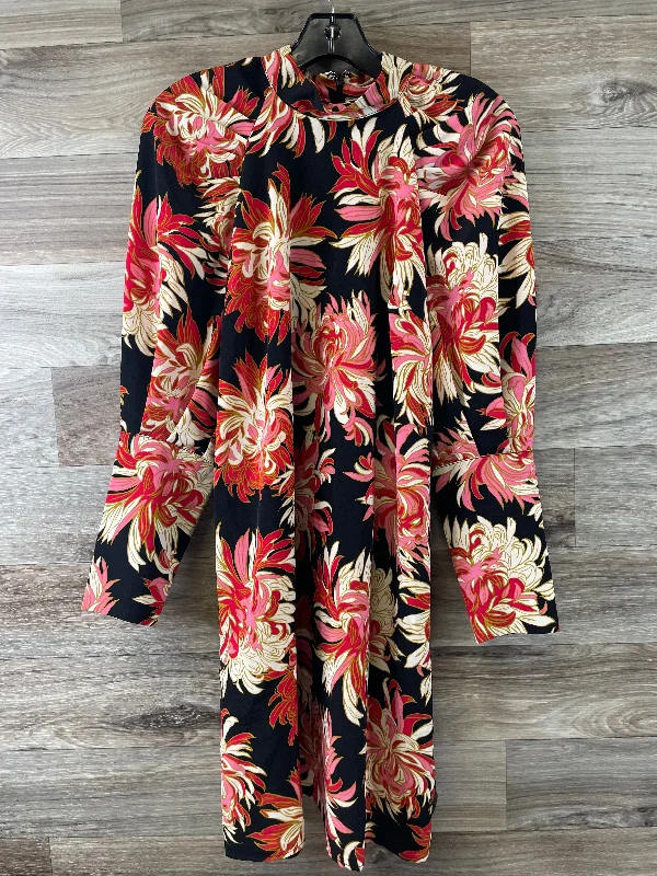 Midnight Madness Black & Pink Dress Casual Midi Who What Wear, Size S