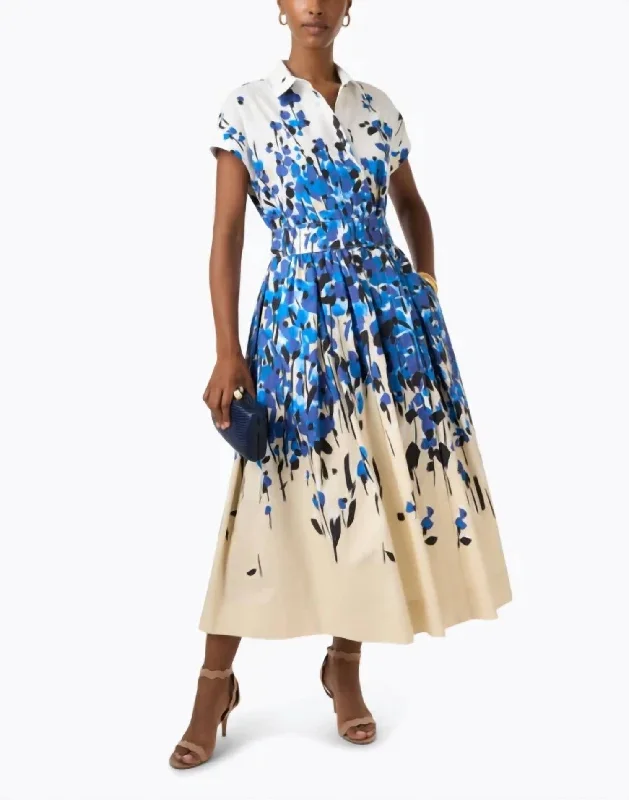 Fantastic Offers Etrelle Blue And Cream Print Cotton Dress