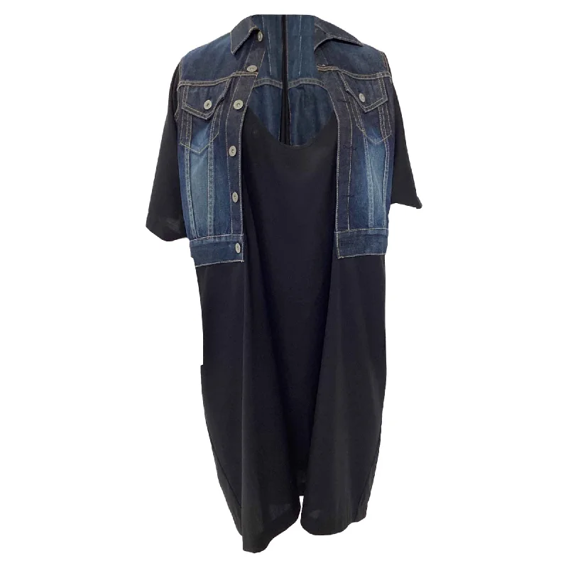 Lowest Price Comme des Garçons Junya Watanabe Denim Vest Dress in Black Wool
