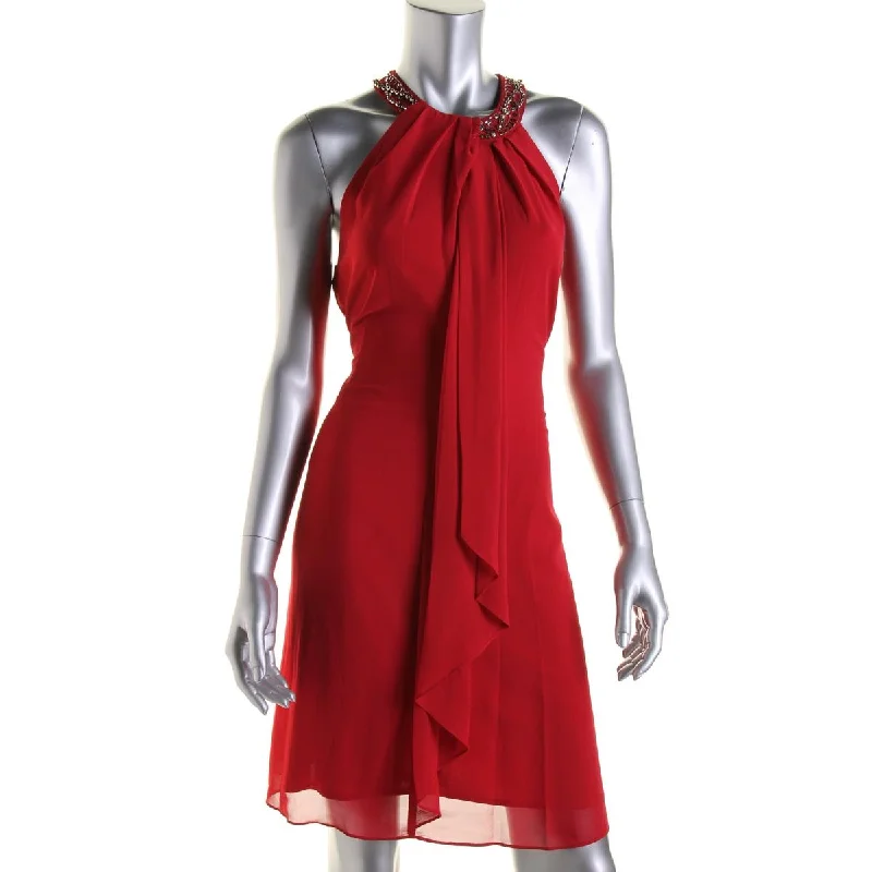 Limited Stock Womens Beaded Halter Cocktail Dress