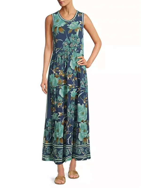 Instant Discount Janie Favorite Sleeveless Tiered Maxi Dress In Peonee Blue
