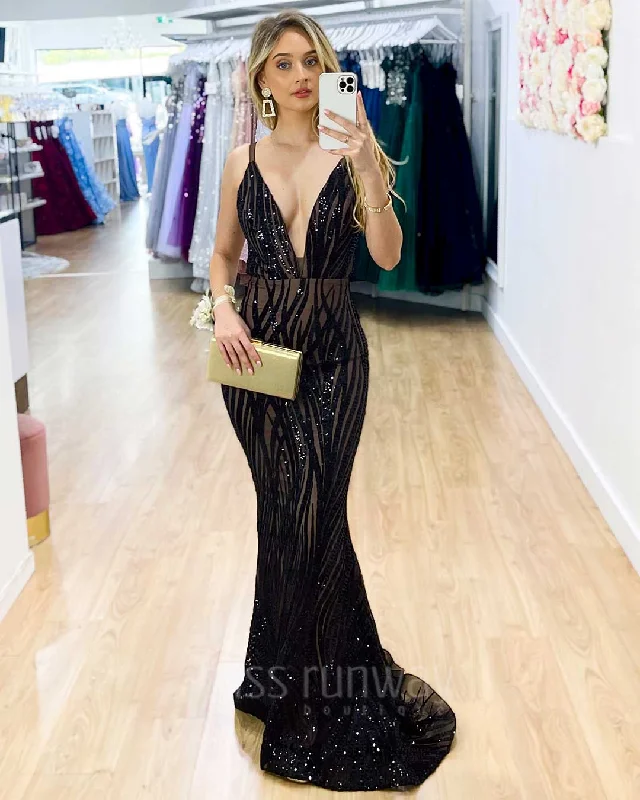Time-Limited Offer Saffy Sequin Formal Gown - Black