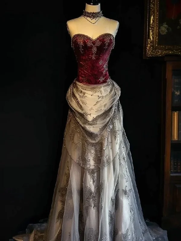 Online Only Elegant Strapless A-Line Vintage Long Party Dress Formal Evening Dress, DP4502 Online Only Elegant Strapless A-Line Vintage Long Party Dress Formal Evening Dress, DP4502