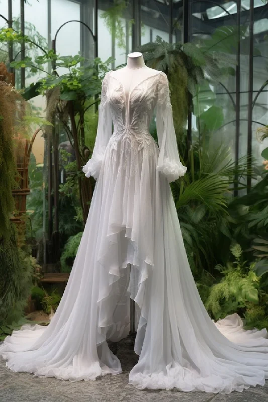 Sneak Peek Sale Stunning White Long Sleeves A-Line Long Formal Evening Party Dress, DP4451 Sneak Peek Sale Stunning White Long Sleeves A-Line Long Formal Evening Party Dress, DP4451