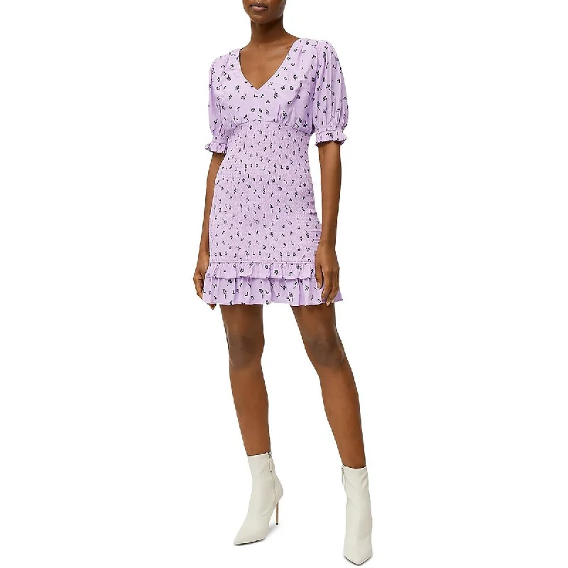 Price Drop French Connection Womens Smocked Puff Sleeve Mini Dress