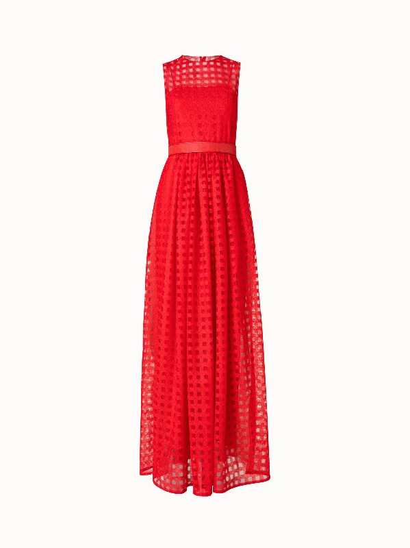 Best Bargains Square Embroidery on Tulle Gown