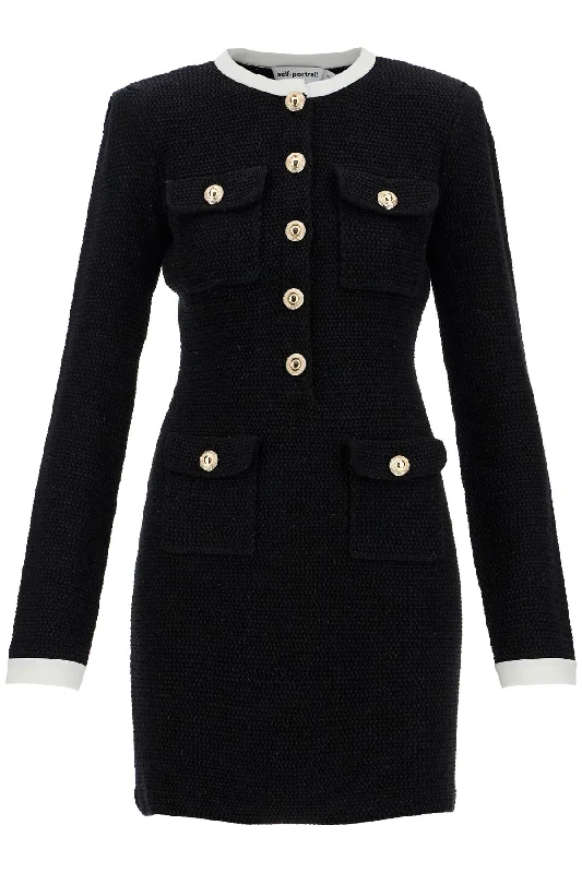 Stock Clearance Self Portrait Short Knitted Dress With Buttons