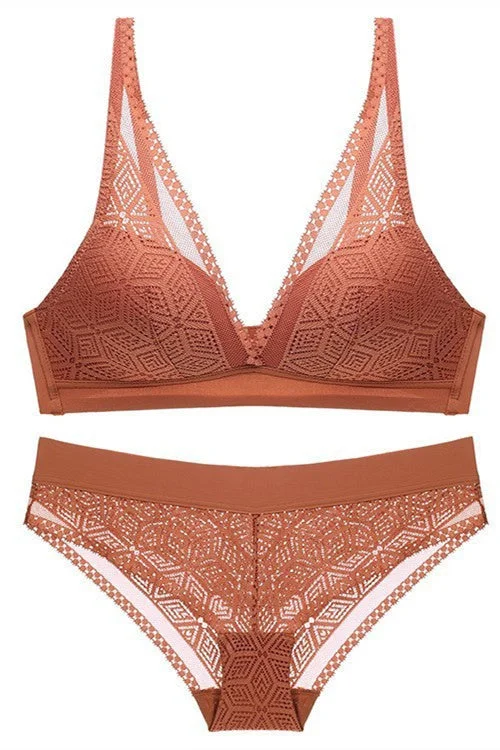 Savings Event Elegant Caramel Lace Lingerie Set