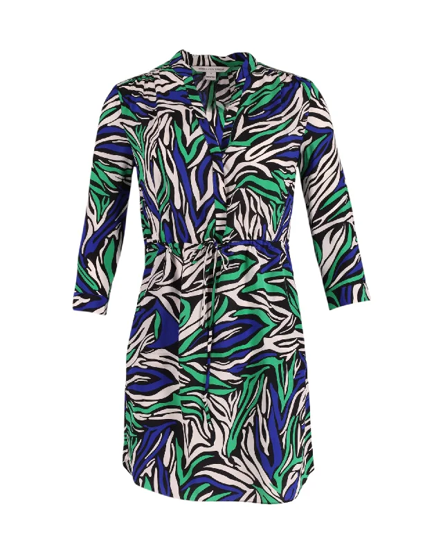 Instant Discount Diane Von Furstenberg Printed Mini Dress in Multicolor Silk
