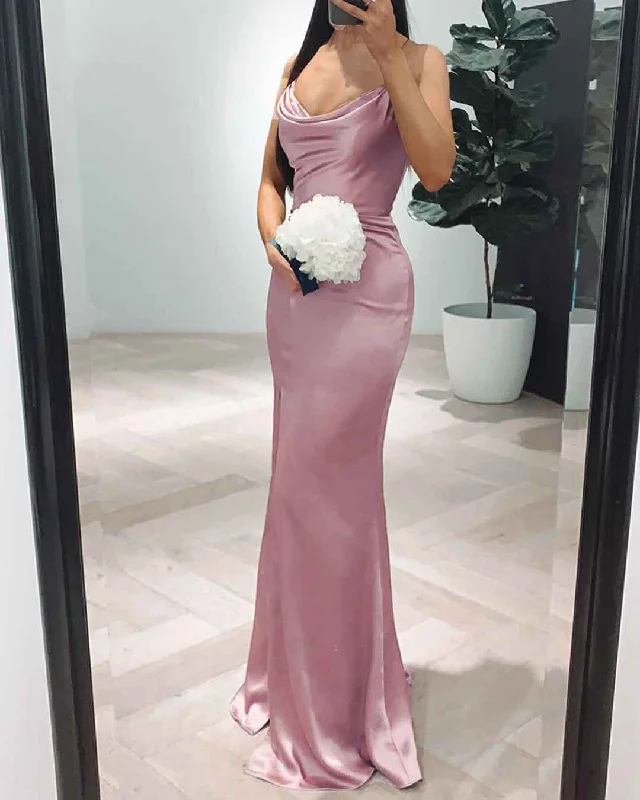 Discount Deals Stephanie Cowl Satin Gown - Mauve [SAMPLE]