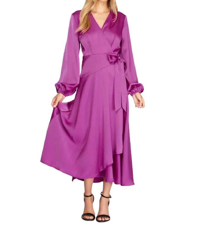 Exclusive Savings Long Sleeve Satin Maxi Dress In Orchid